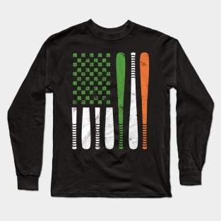 St Patricks Day Baseball Irish American Flag  Gift Long Sleeve T-Shirt